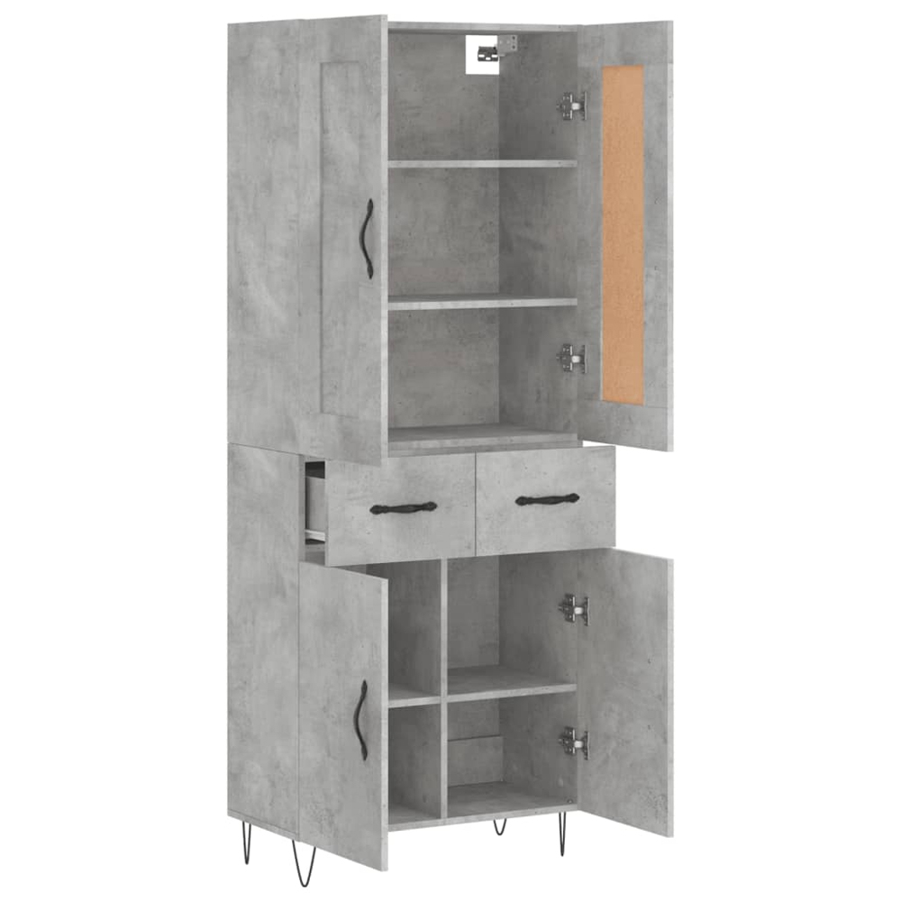 vidaXL 4 Door 2 Drawer Concrete Grey Highboard Image 4