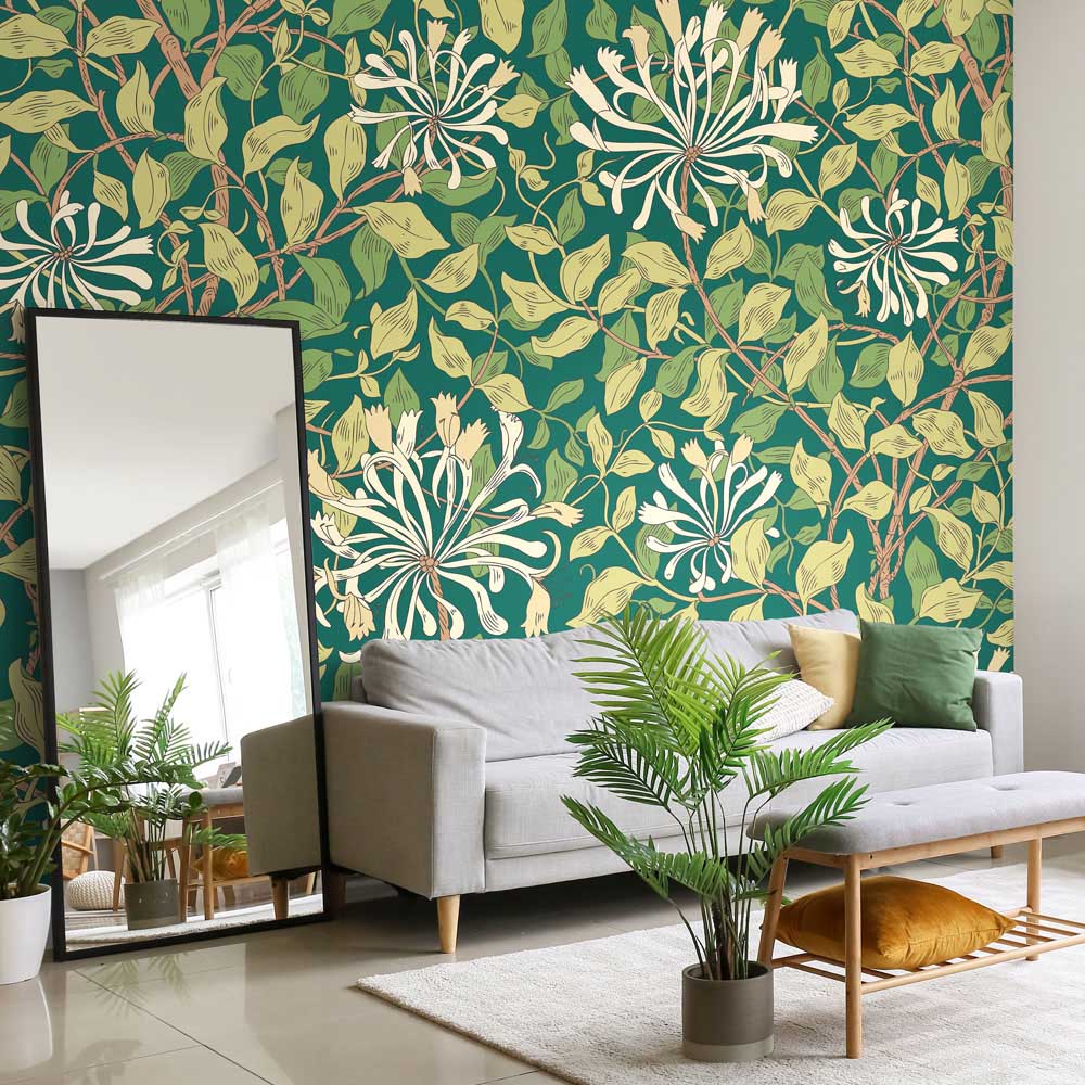 Origin Murals Honeysuckle Forest Green Wall Mural Image 1