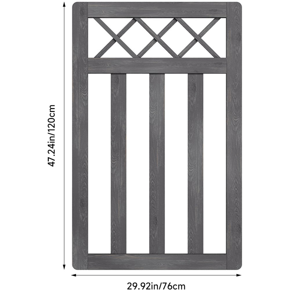 Outdoor Cross Top Wooden Grey Garden Fence Door, 120 x 76 x 2.5cm Image 8