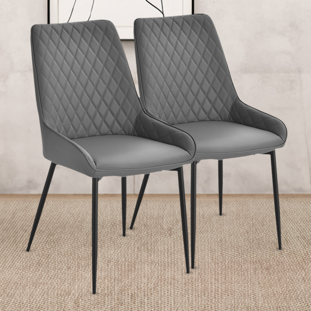 Portland Set Of 2 Grey PU Leather Dining Chair Image 1