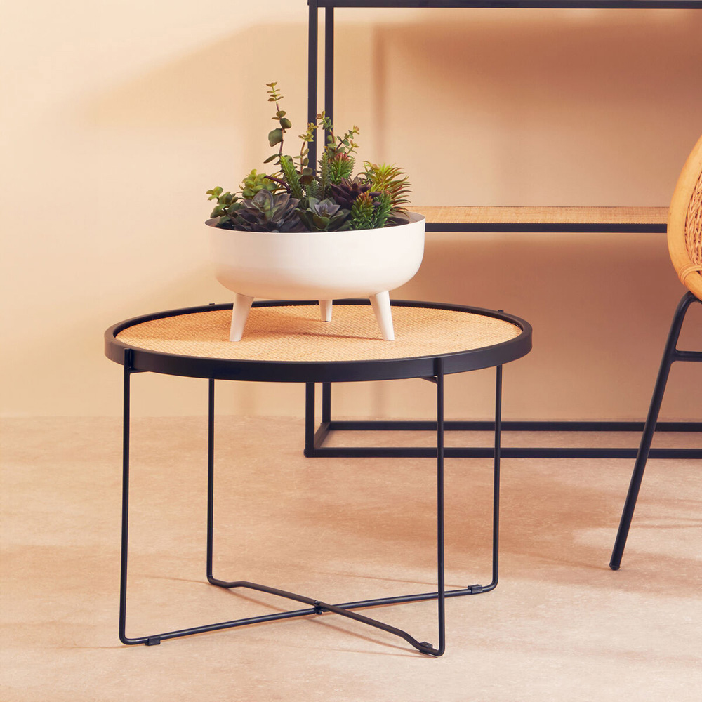 Premier Housewares Natural Rattan Top Round Coffee Table Image 4