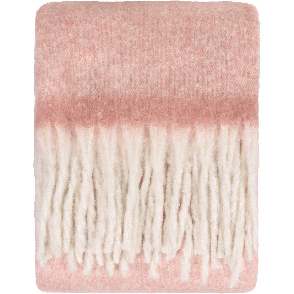 Furn Pink Cosy Woven Tasselled Throw 140 x 180cm Image 1