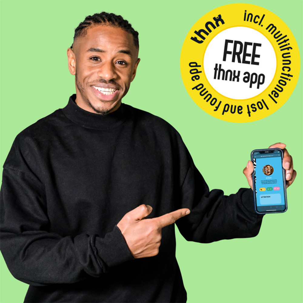Thnx Yellow Airtag Keychain and Stickers with QR Code Smart Pack XL Image 4