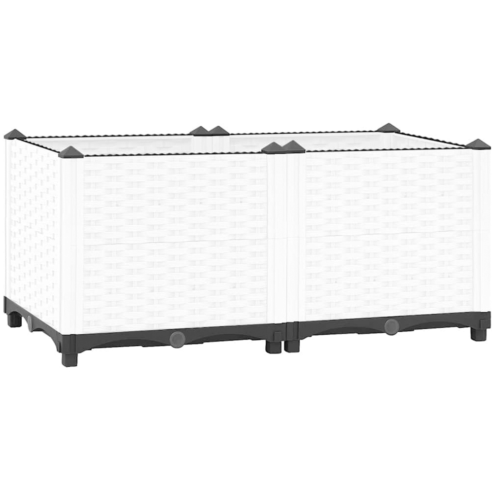 vidaXL White Plastic Rattan Raised Garden Bed 38 x 80 x 40cm Image 1