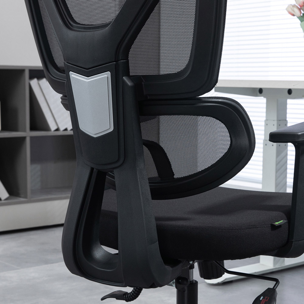 Portland Black Mesh Office Chair with Adjustable Headrest Image 3