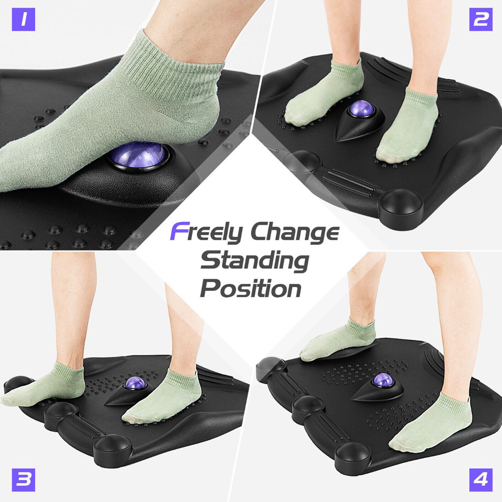 Costway Black Anti Fatigue Mat with Rolling Massage Ball and Points Image 3