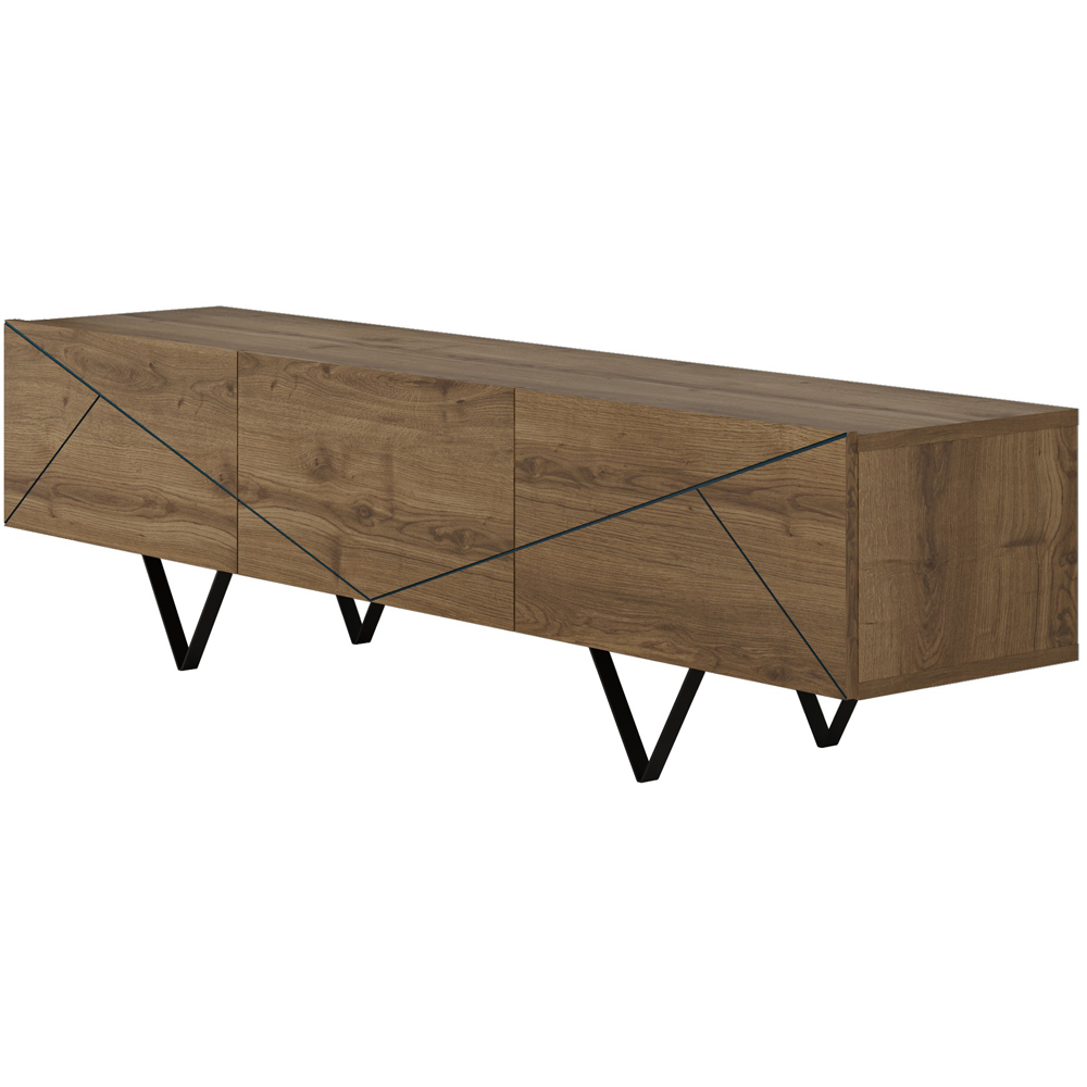 Decortie Jakomen 3 Door Dark Oak Effect Modern TV Unit Image 2