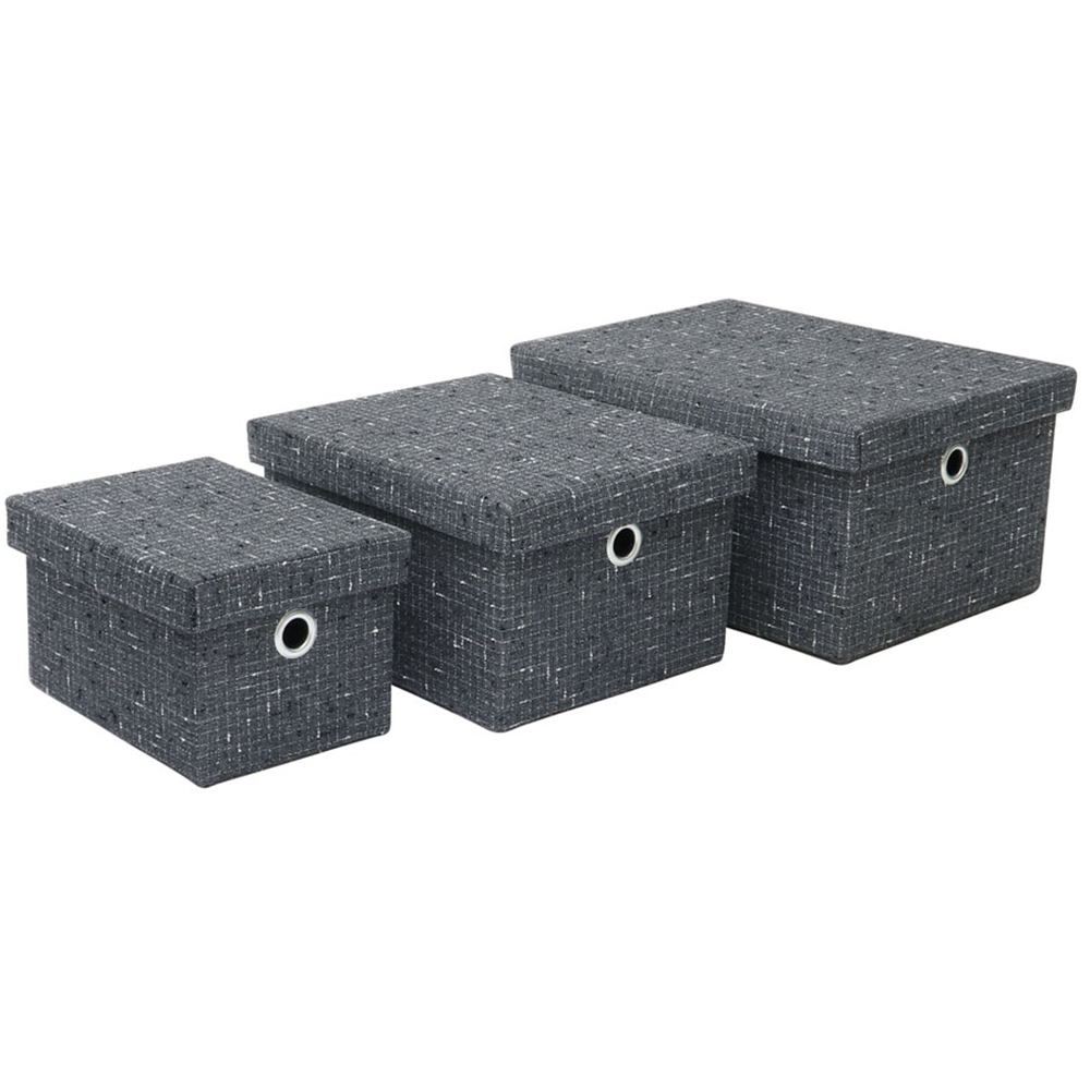 JVL Urban Rectangular Paper Storage Box with Lid 3 Piece Image 3