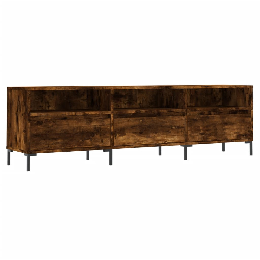 vidaXL 3 Door 3 Shelf Smoked Oak Wide TV Cabinet Image 2