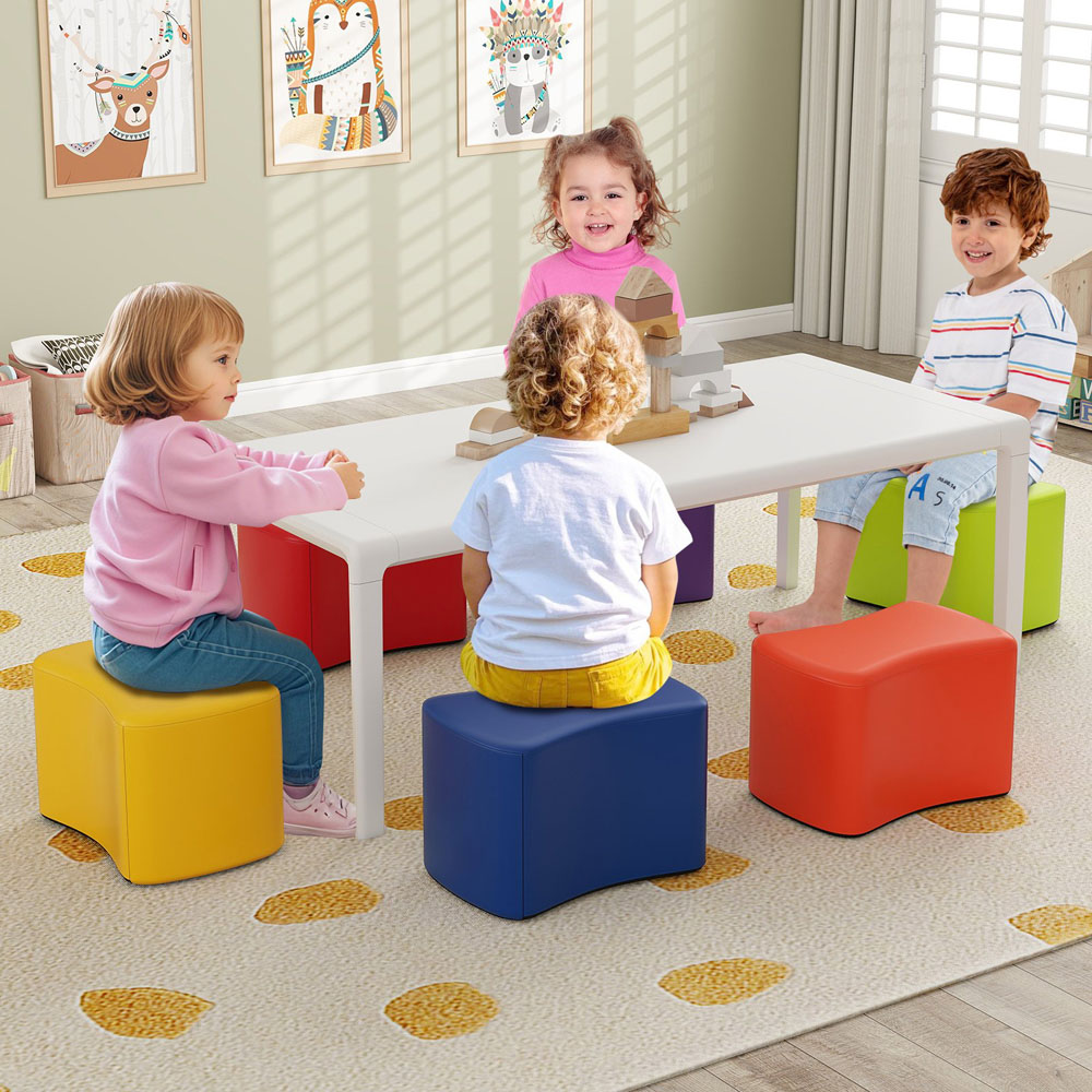 Costway Rainbow Butterfly Stools Modular Soft Foam Seating Set 6 Pack Image 7