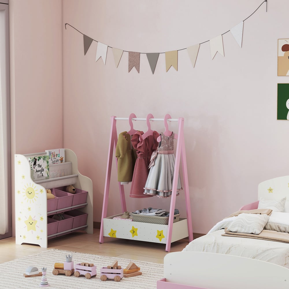 AIYAPLAY Pink Baby Clothing Rack with Hangers Image 3