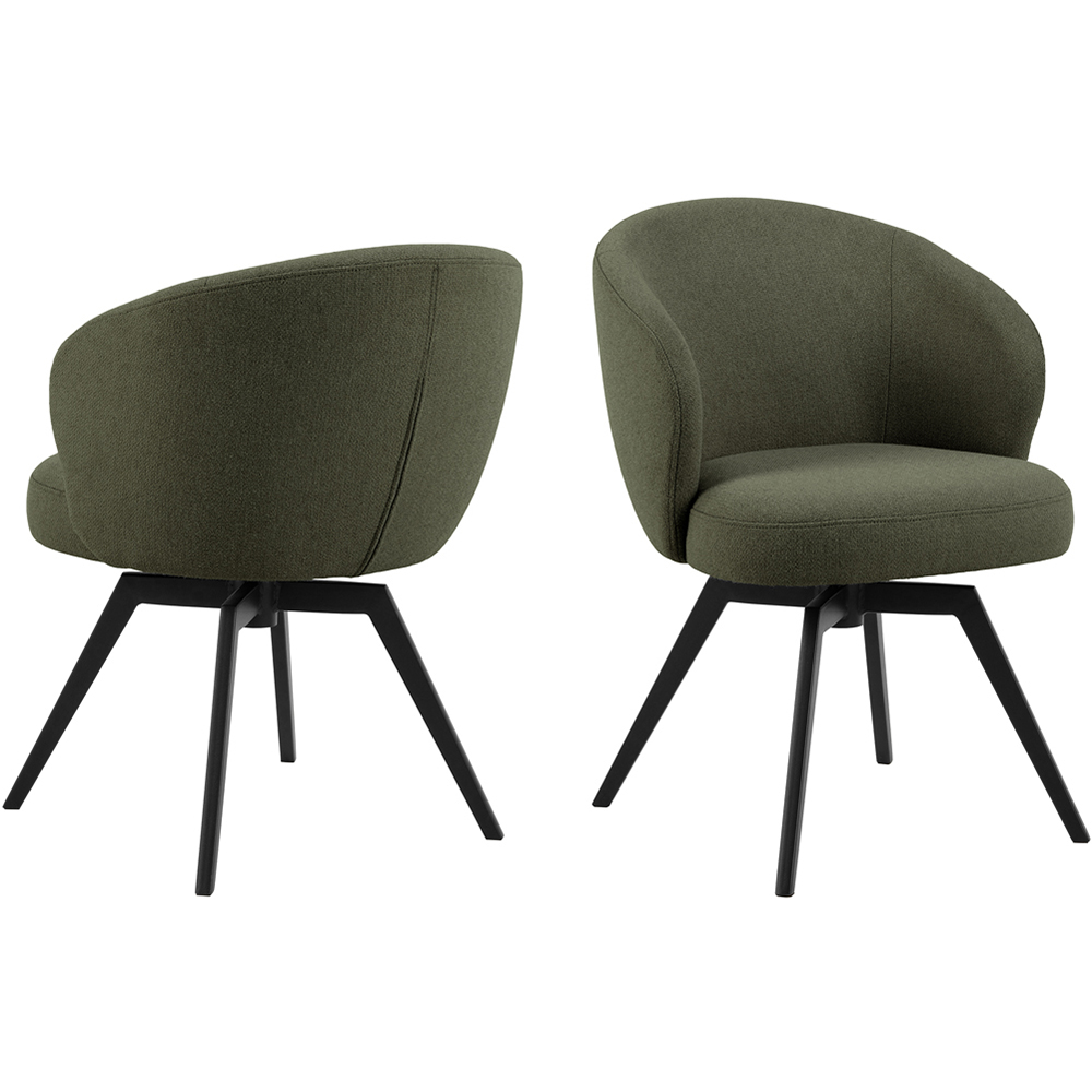 Florence Darlene Green Swivel Dining Chair with Armrest Image 2