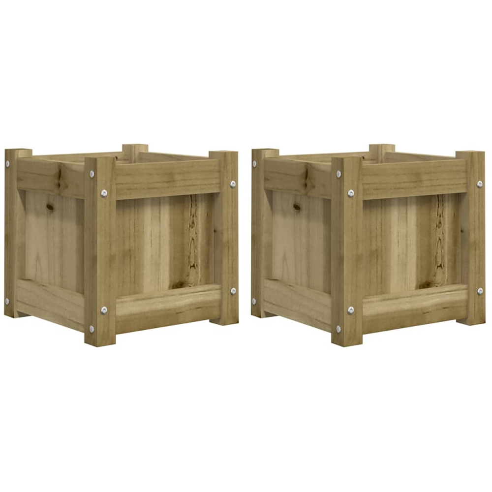 vidaXL Brown Impregnated Solid Pine Wood Garden Planter 31 x 31 x 31cm Image 5