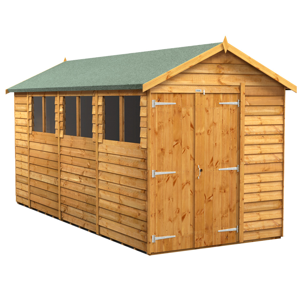 Power Sheds 14 x 6ft Double Door Overlap Apex Wooden Shed Image 1