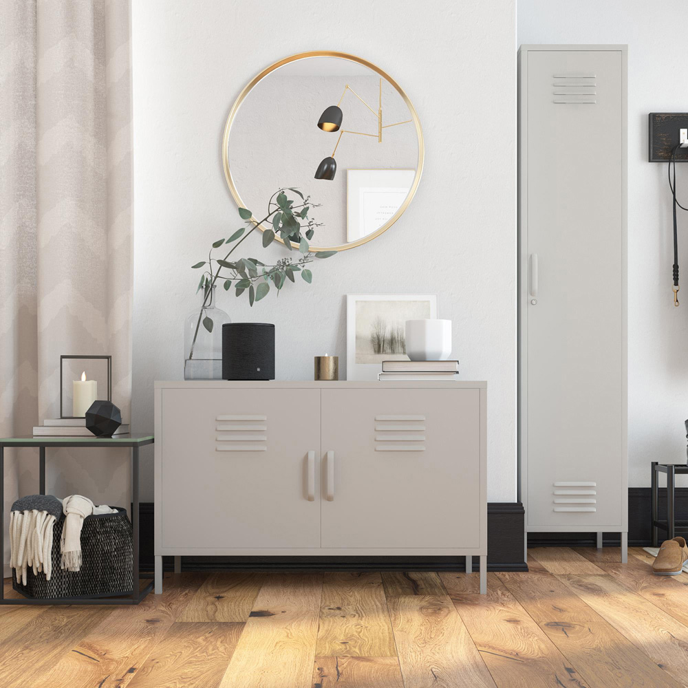 Dorel Bradford 2 Door 2 Shelf Taupe Metal Accent Cabinet Image 7