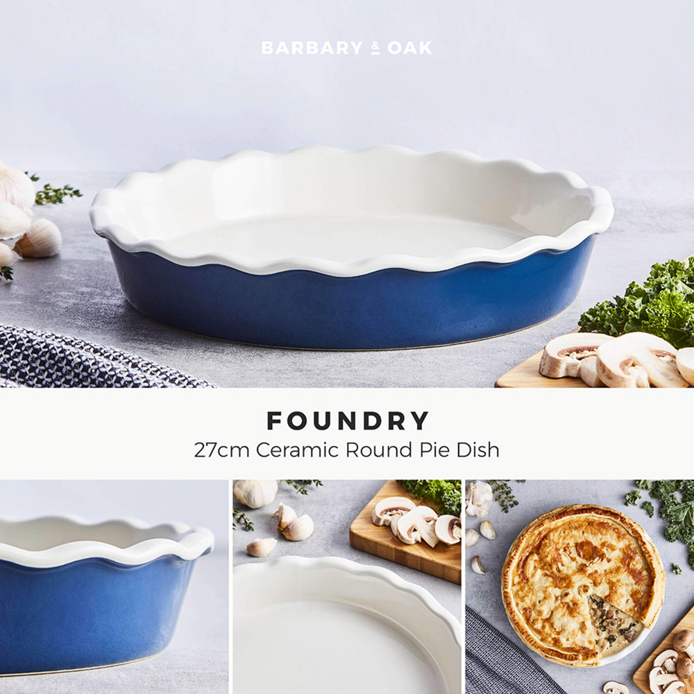 Barbary and Oak 27cm Limoges Blue Ceramic Pie Dish Image 2