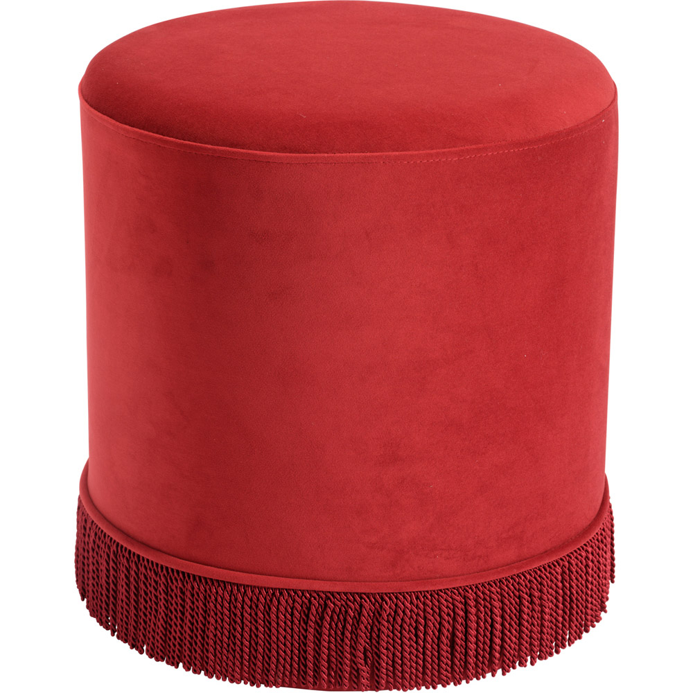 LPD Home Santos Brick Velvet Fringe Trim Pouffe Small Image 2