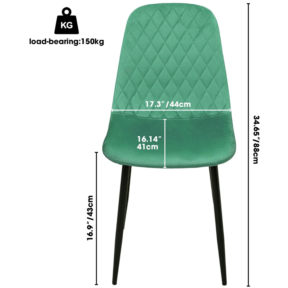 Alivio Set of 4 Green Velvet Dining Chair Image 9