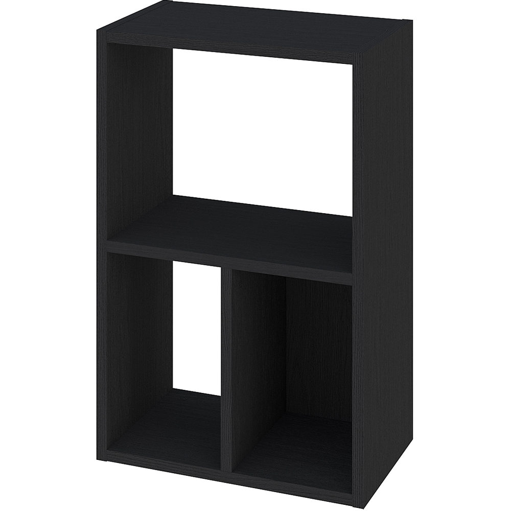 Decortie Combayn 3 Shelf Black Wood Low Freestanding Bookcase Image 2