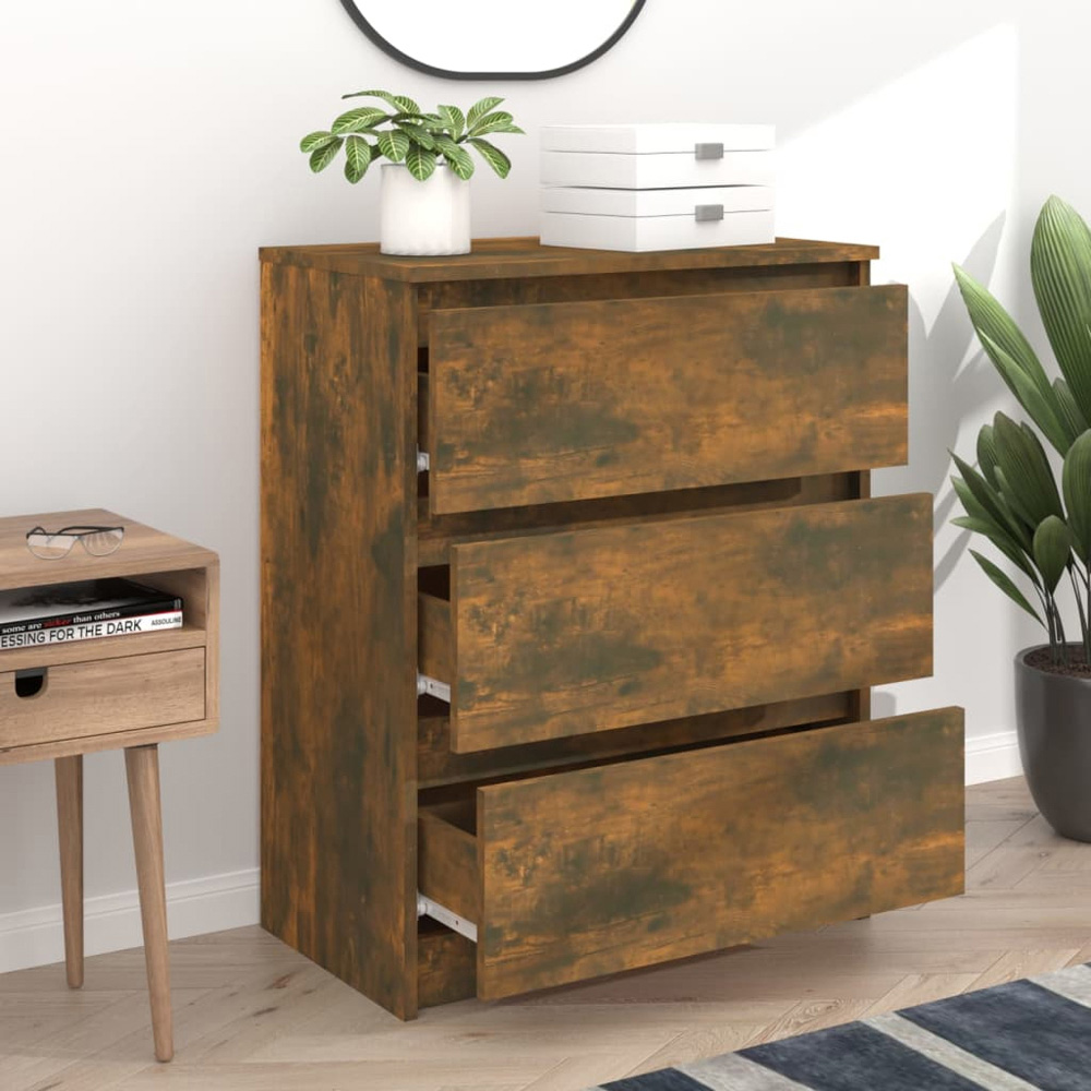vidaXL 3 Drawer Smoked Oak Sideboard Image 6