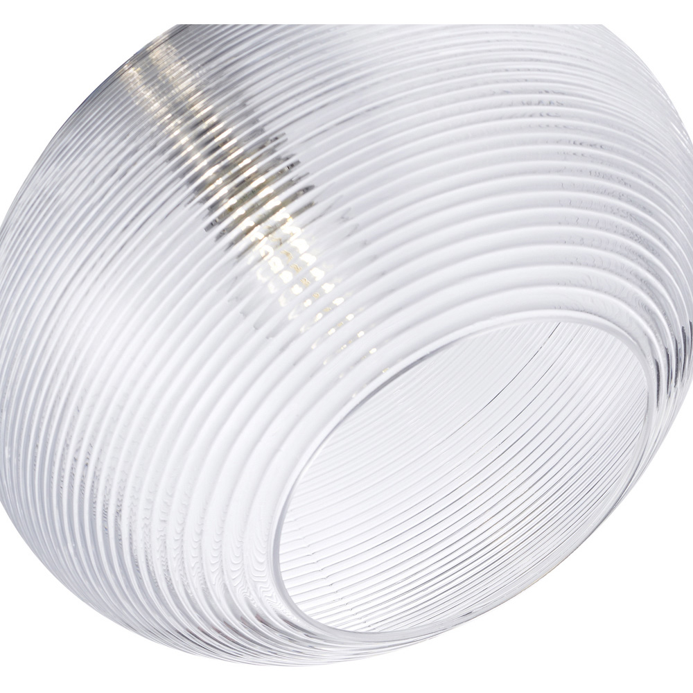 Happy Homewares Clear Ribbed Spiral Glass Easy Fit Drum Pendant Shade Image 3