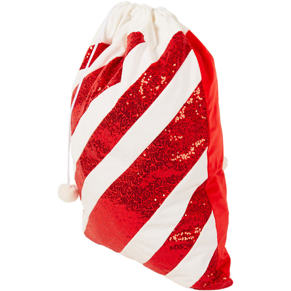 Candy Cane Sequin Sack - Red & White Image 4