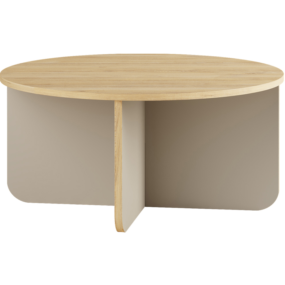 Decortie Hillary Oak and Sandstone Round Coffee Table Image 2