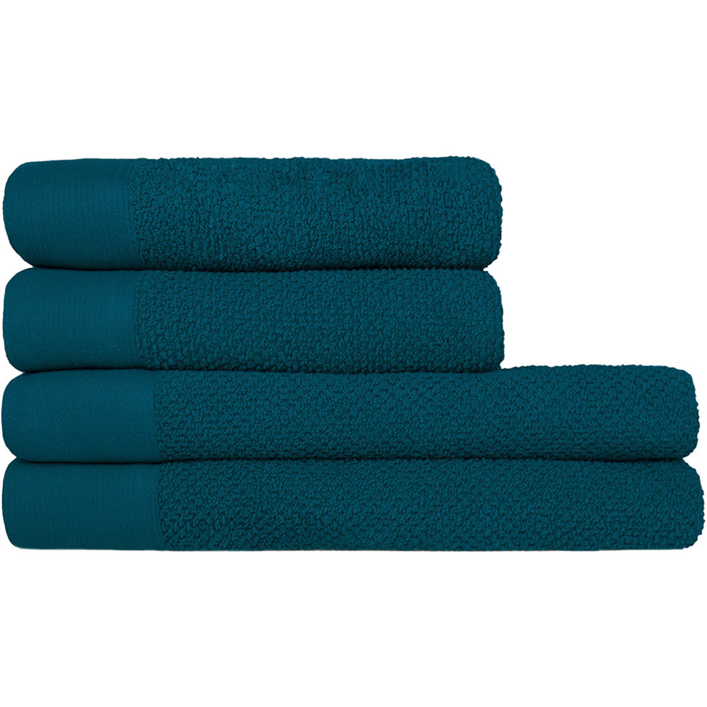 furn. Textured Cotton Blue Hand and Bath Towels Set of 4 Image 1