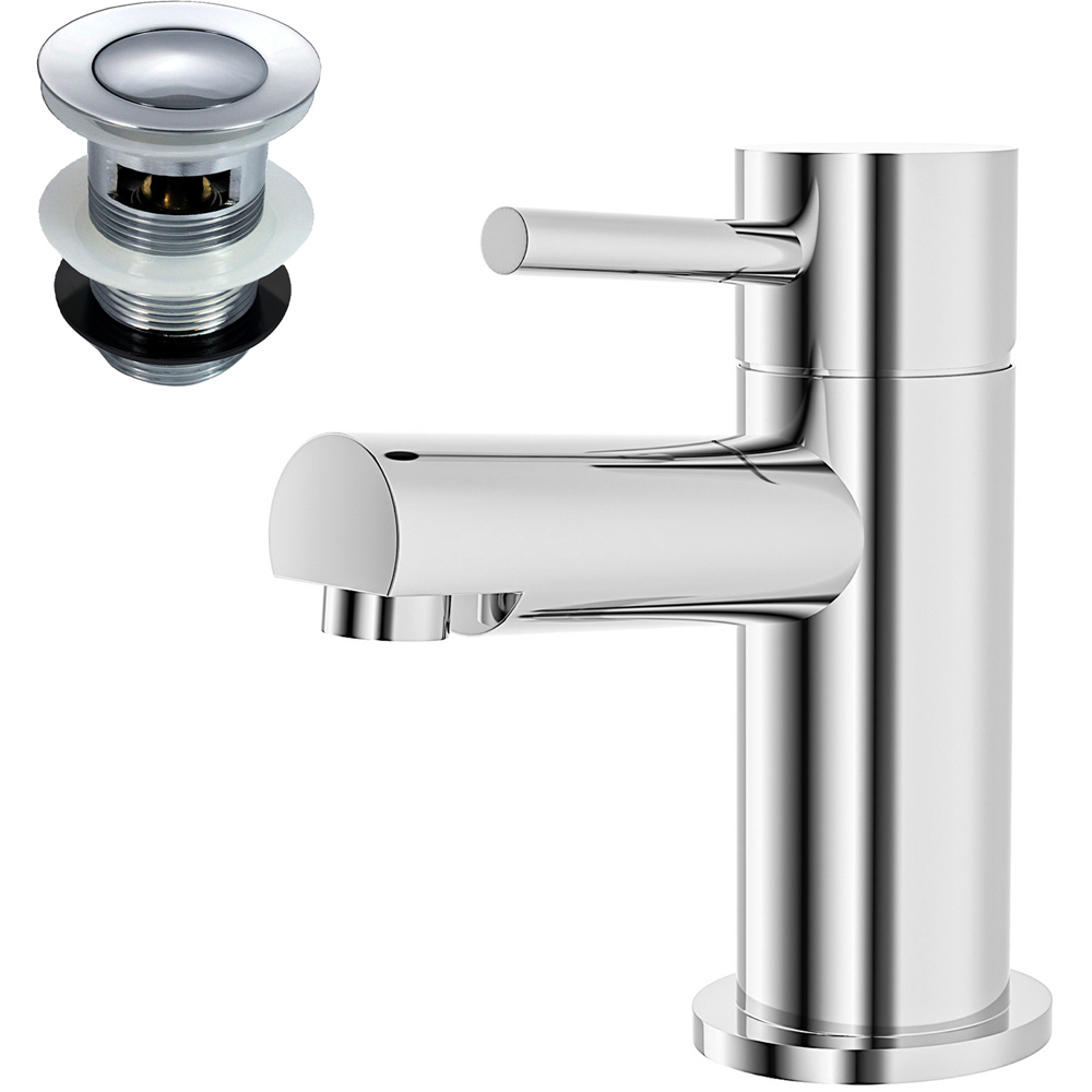 Nes Home Bridge Chrome Bathroom Basin Sink Mixer Tap with Waste Image 1