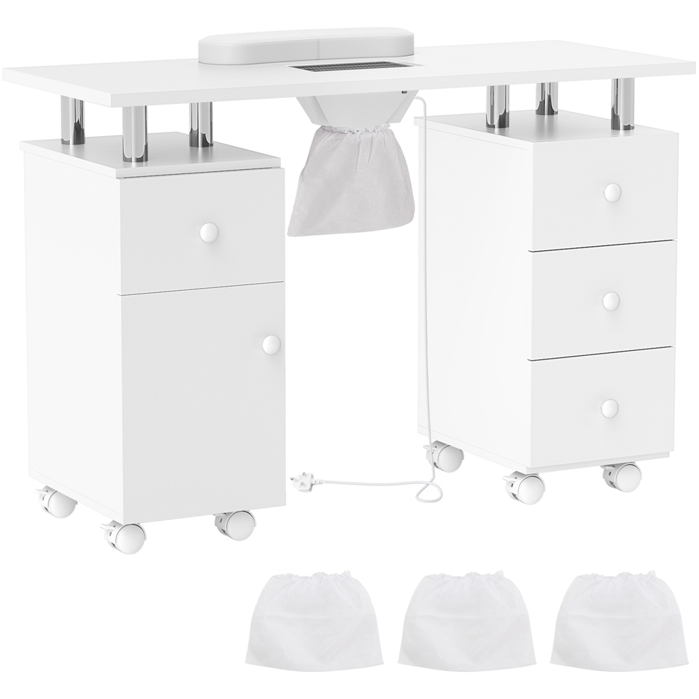 Costway White Manicure Nail Table with Electric Dust Collector Image 2