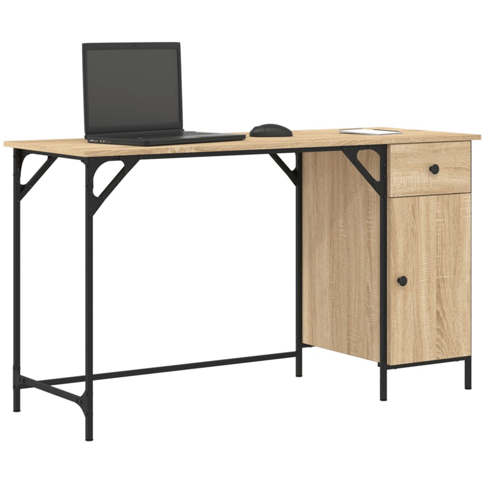 vidaXL Single Door Single Drawer Computer Desk Sonoma Oak Image 3