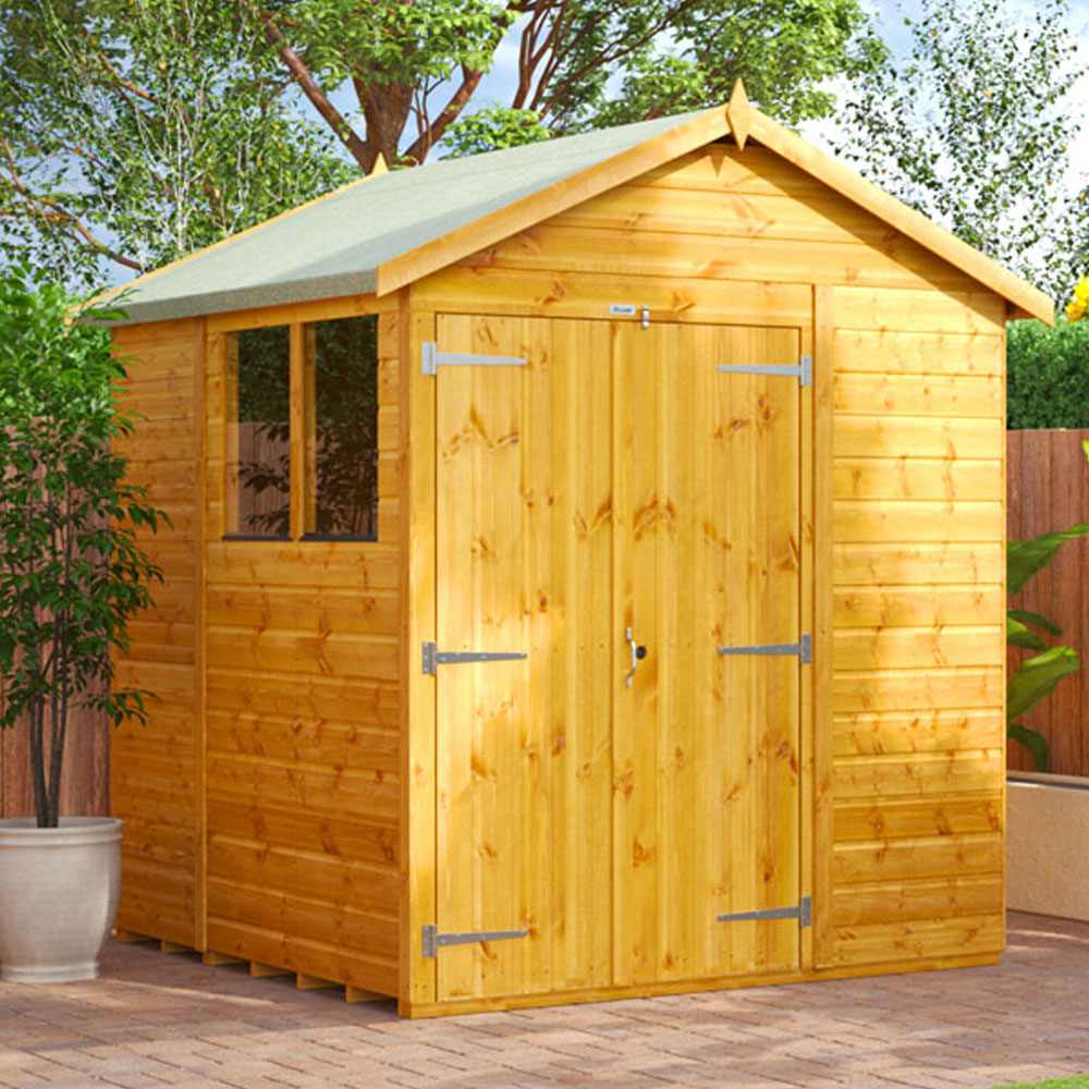 Power Sheds 6 x 6ft Double Door Apex Wooden Shed with Window Image 2