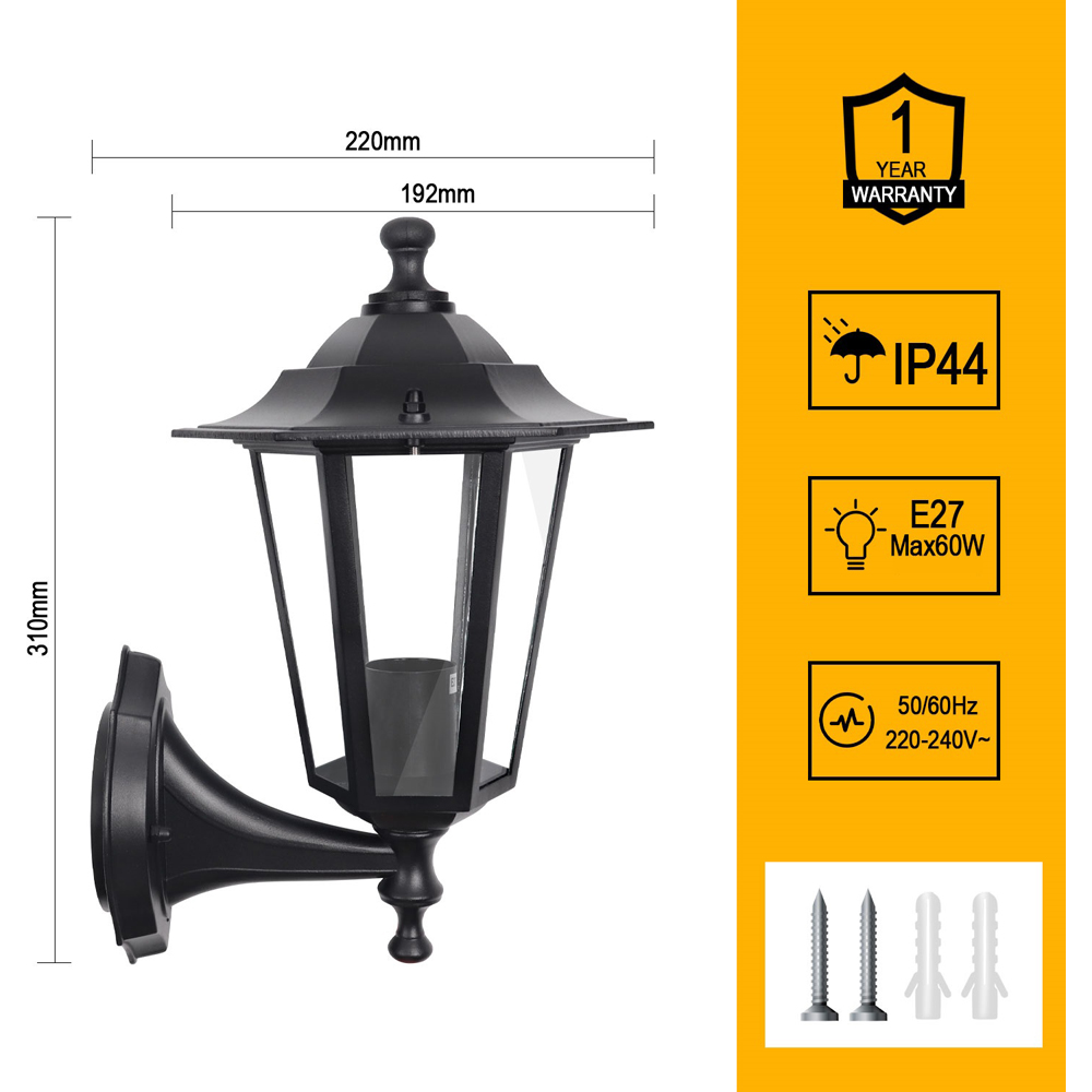 ExtraStar Black Metal Candle Bulb Lantern Garden Wall Light Image 5
