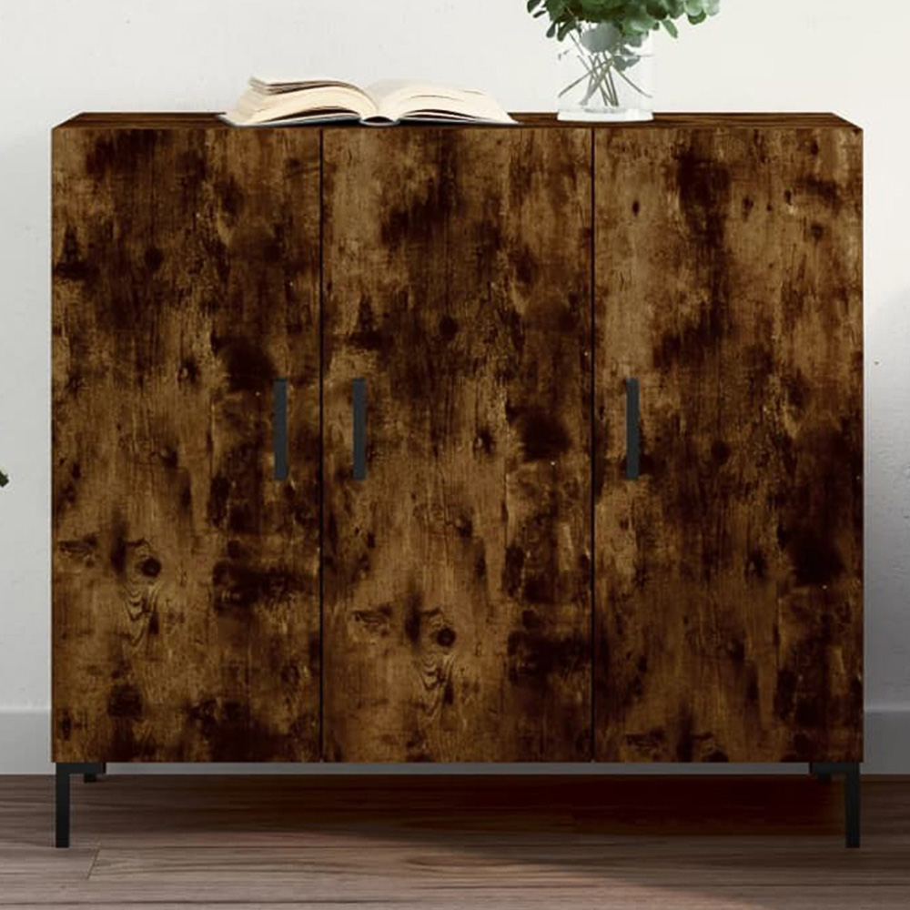 vidaXL 3 Door Smoked Oak Sideboard Image 1