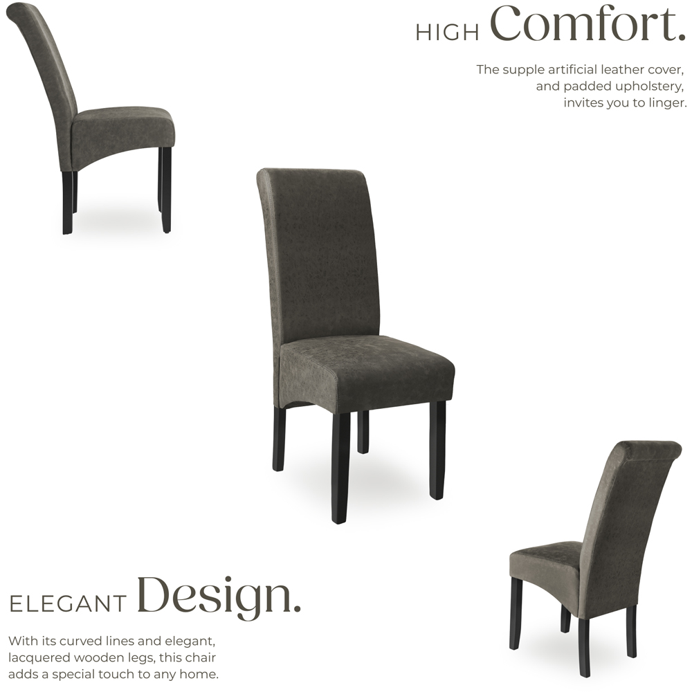tectake Grey Marble Leather High Backrest Dining Chair Image 5