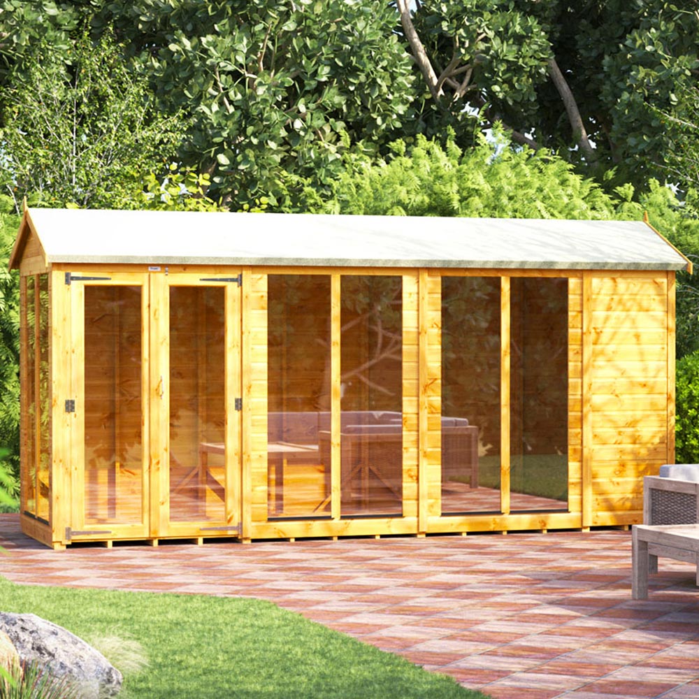 Power Sheds 14 x 4ft Double Door Apex Traditional Summerhouse Image 2