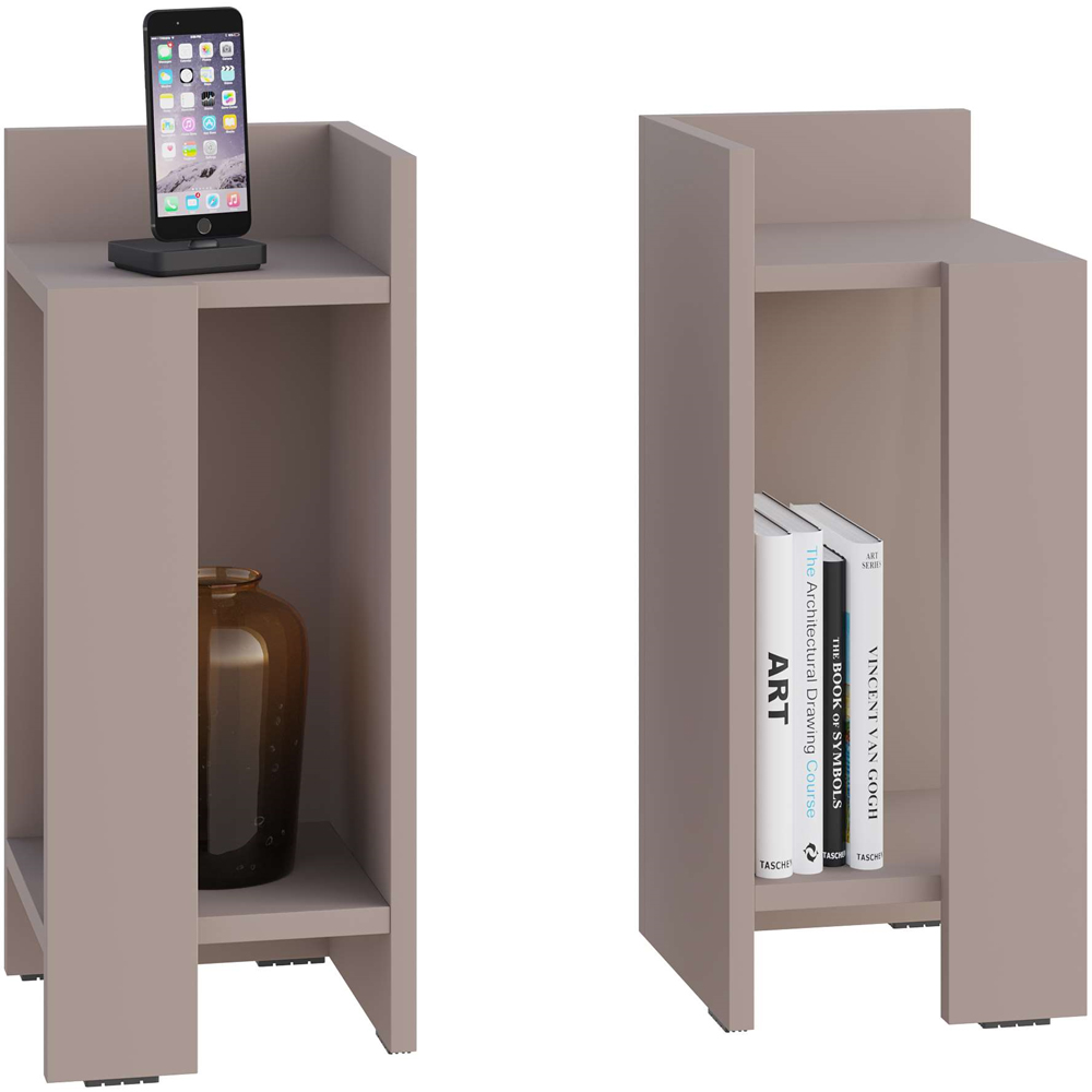 Decortie Elos 2 Shelf Mocha Grey Bedside Table 2 Piece Set Image 2