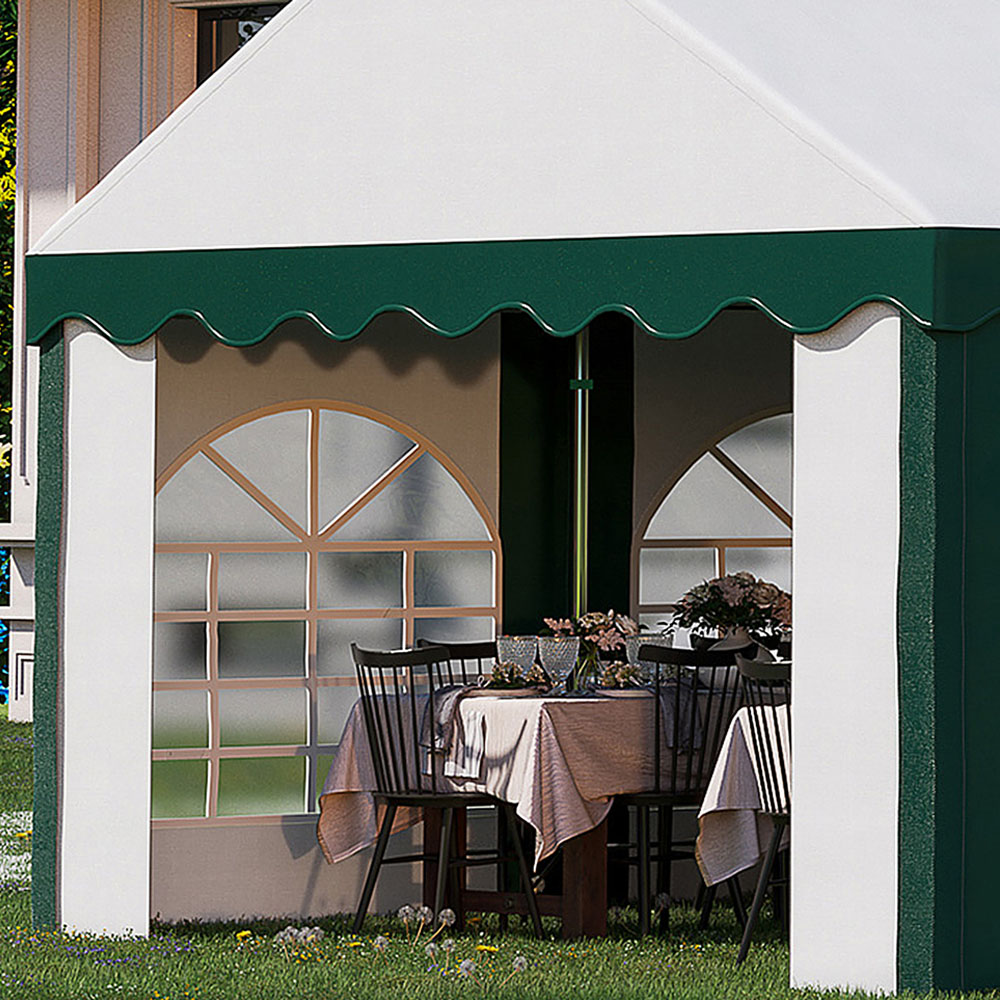 Outsunny 8 x 4m White and Green Marquee Party Tent with Sides Image 3