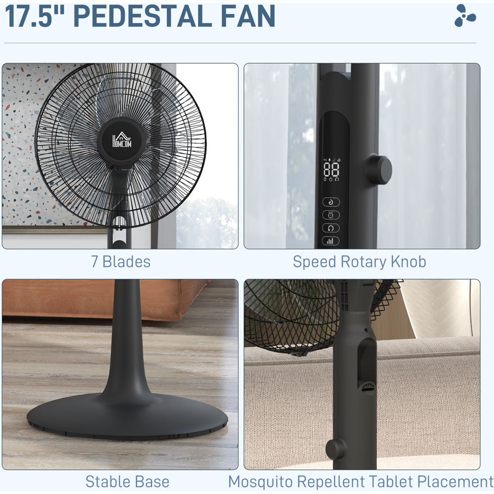 HOMCOM Black Adjustable Oscillating Standing Fan Image 8