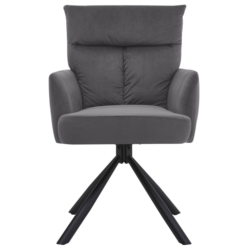 Living and Home Dark Grey Contemporary Upholstered Swivel Armchair Image 2