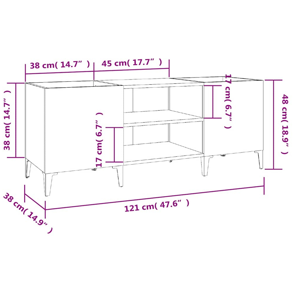 vidaXL 2 Shelf White Record Cabinet Image 8