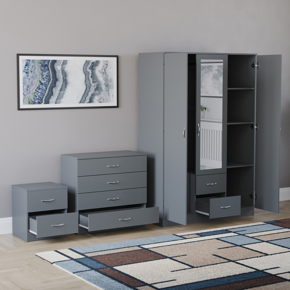VIDA DESIGNS Riano Grey 3 Piece Bedroom Furniture Set Image 4