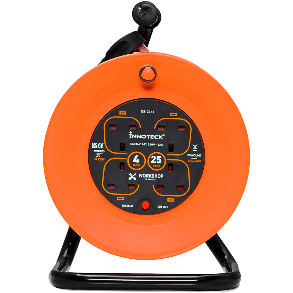 Innoteck 13A 4 Socket Cable Reel 25m Image 1