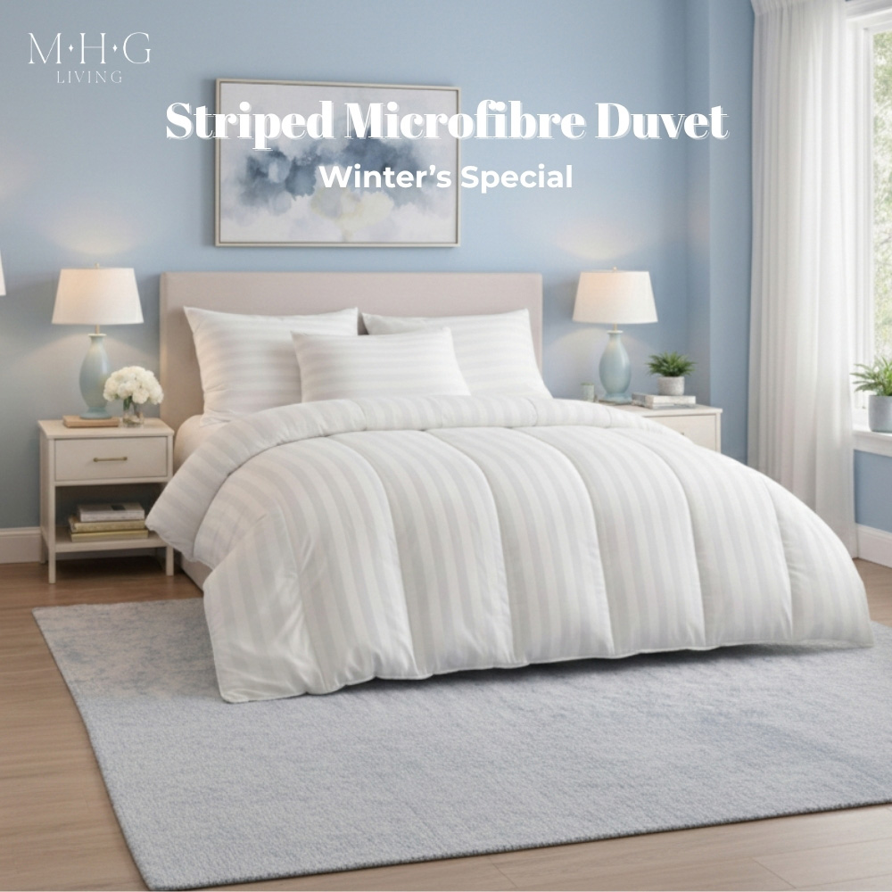 MHG Living King Size White Striped Extra Warm Winter Hollowfibre Duvet 16.5 Tog Image 2