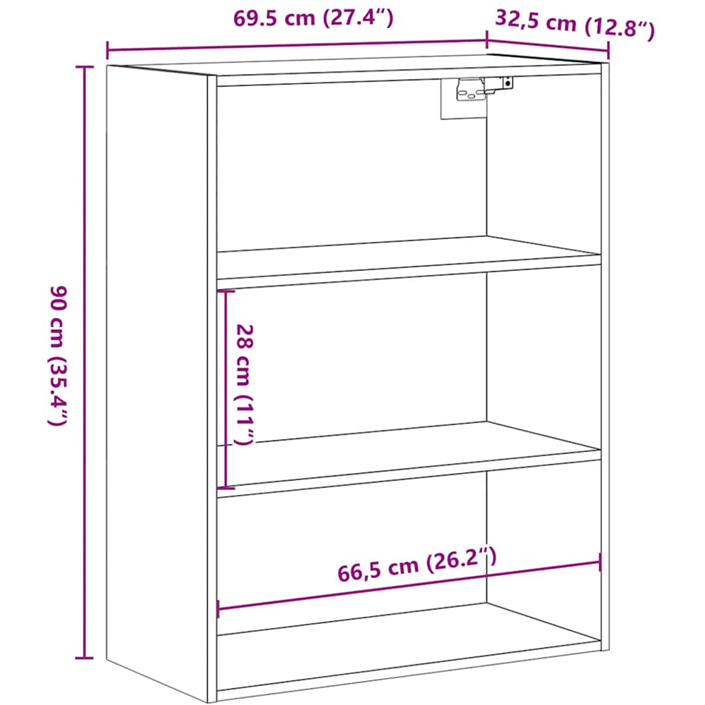vidaXL 3 Open Shelf Old Wood Hanging Wall Cabinet Image 9