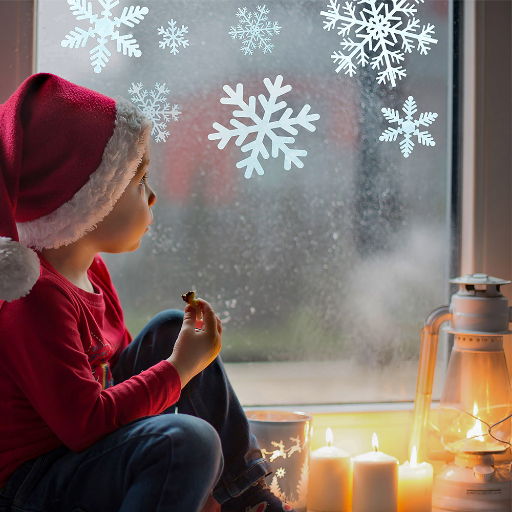 Xmas Haus Christmas-Themed White Snowflake Window Stickers 144 Pack Image 2
