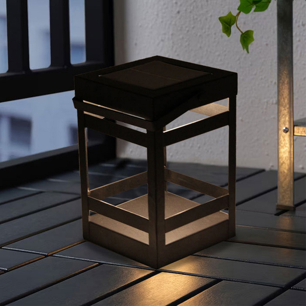Callow Black Outdoor Garden Solar Square LED Lantern Image 2