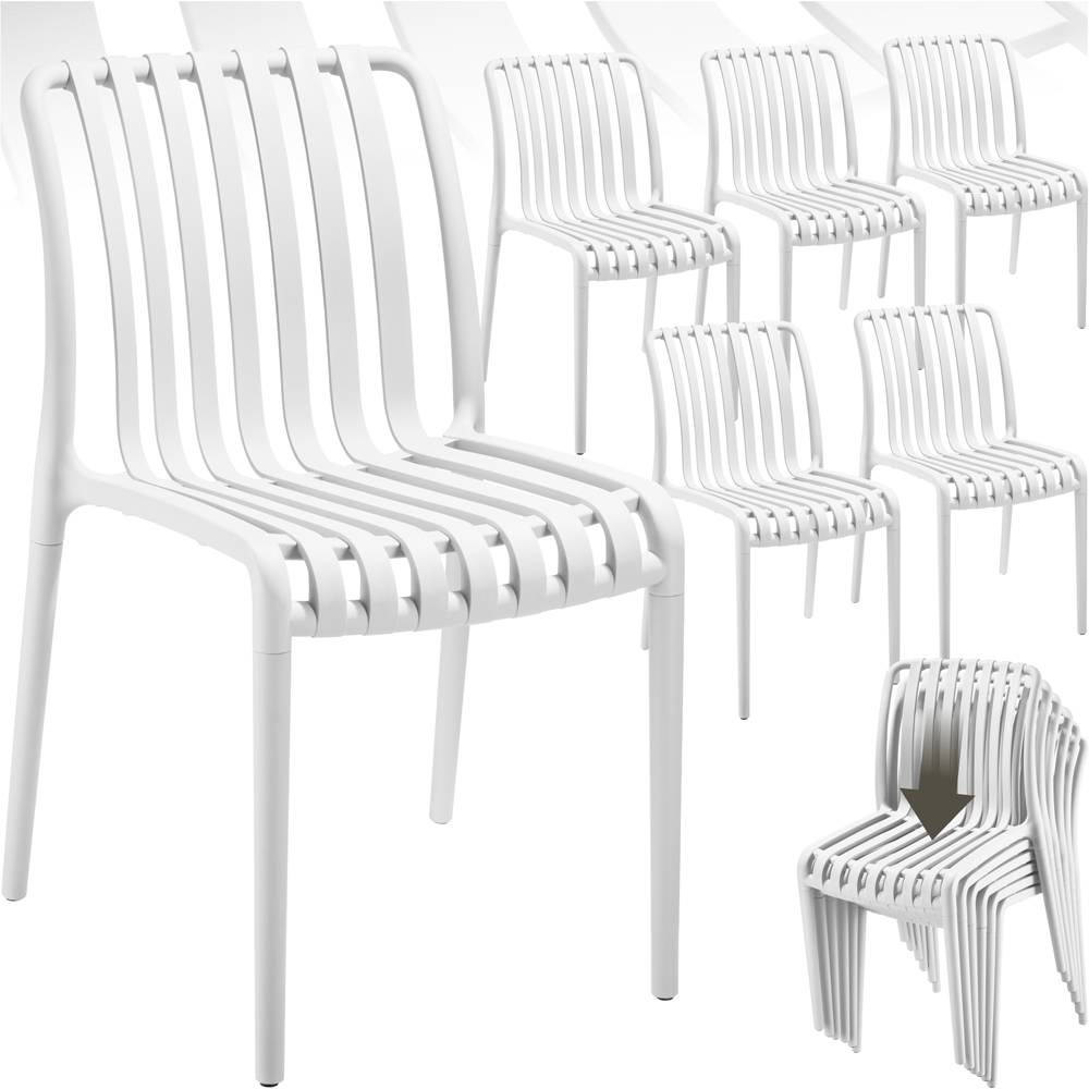 tectake Alcudia Set of 6 White Stackable Garden Chair Image 2