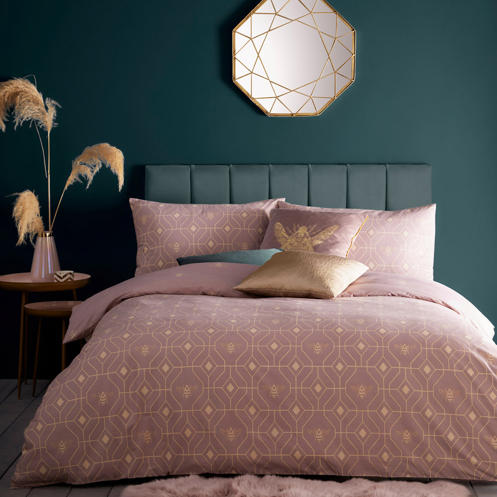 furn. Bee Deco Super King Blush Duvet Set Image 1