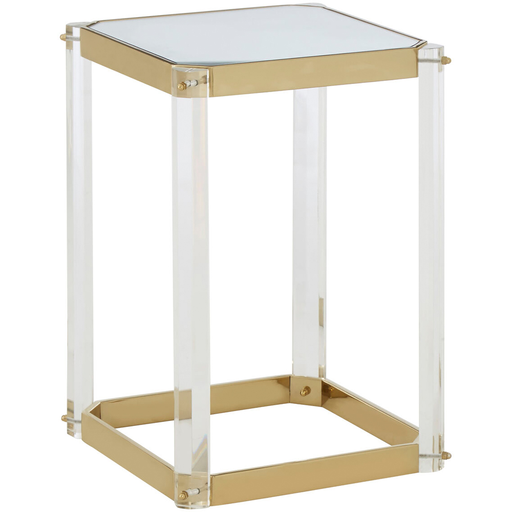 Premier Housewares Reflective Gold Finish Side Table with Mirrored Top Image 2